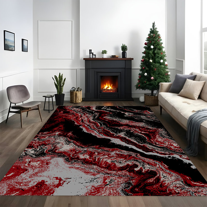Tapis noir / gris / ivoire / beige Galaxy Series, Rouge, Rectangle 7 pi 9 po x 10 pi 2 po