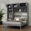 Somptueux lit escamotable mural équipé d'un bureau, d'une armoire supérieure et de composants de rangement
