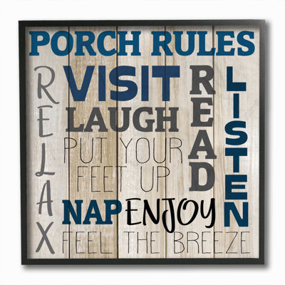« porche rules country home wood », impression sur toile