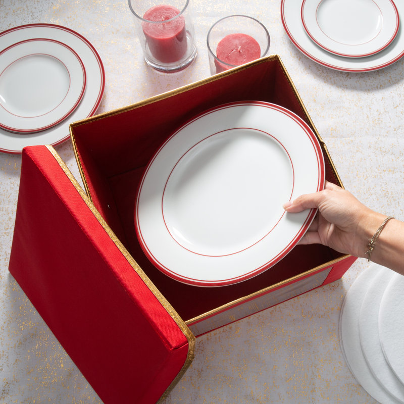 Assiettes repas des Fêtes, H 8,5 po x l 12,2 po x P 12,2 po