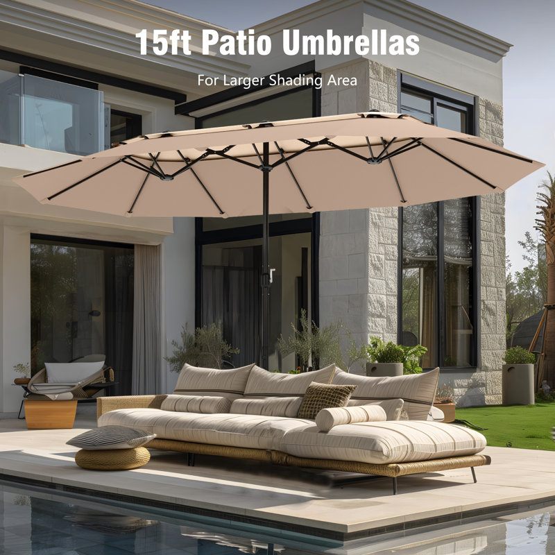 Rectangular Market Parasol, Dark Beige, 274.3cm W x 457.2cm D