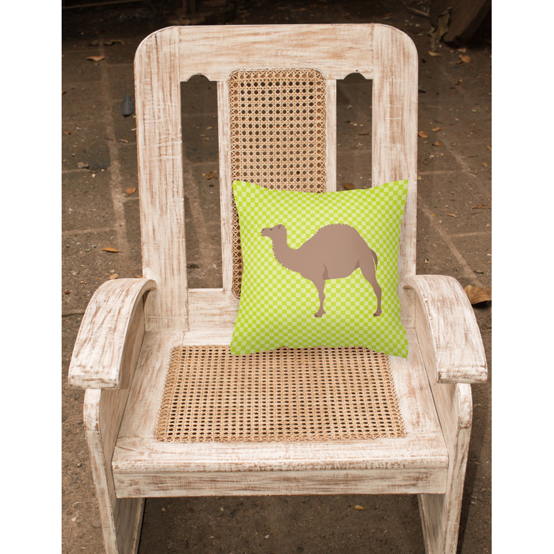 Coussin décoratif d’intérieur/d’extérieur hybride à damier mixte, Vert, 18 po x 18 po