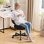 Chaise de bureau rembourrée sans accoudoirs, fauteuil de coiffeuse ergonomique à hauteur ajustable en velours-108842729