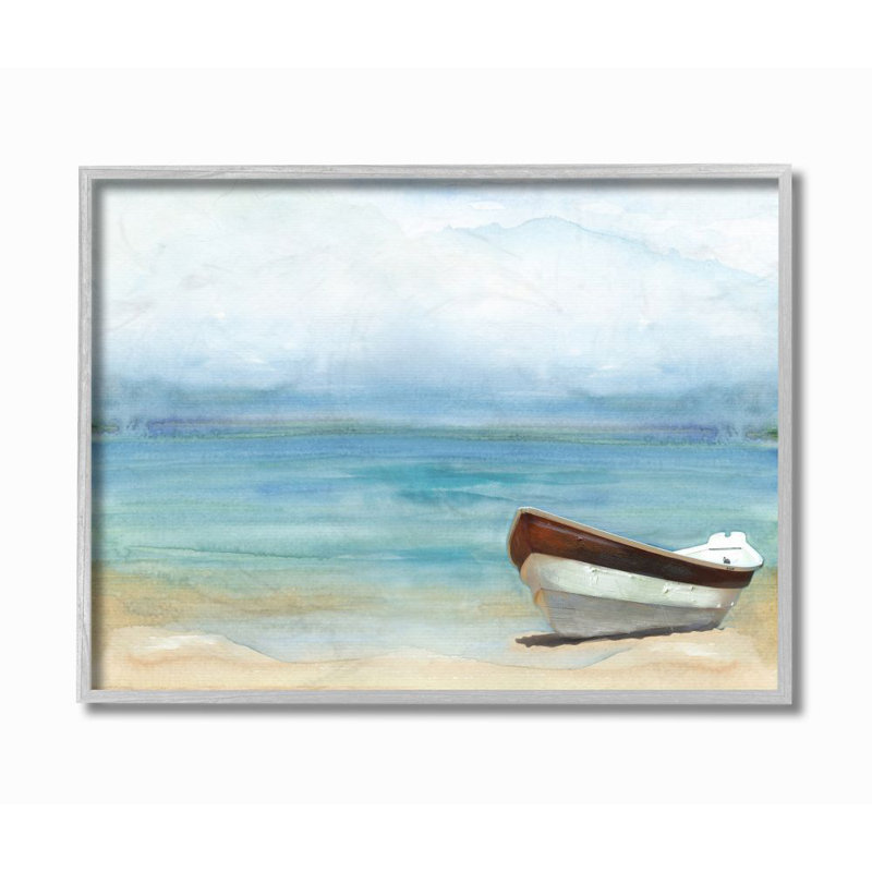 « lake bateau landscape blue green », reproduction d’art, H 16 po x l 20 po x P 1,5 po, Estampe numérique Farmhouse