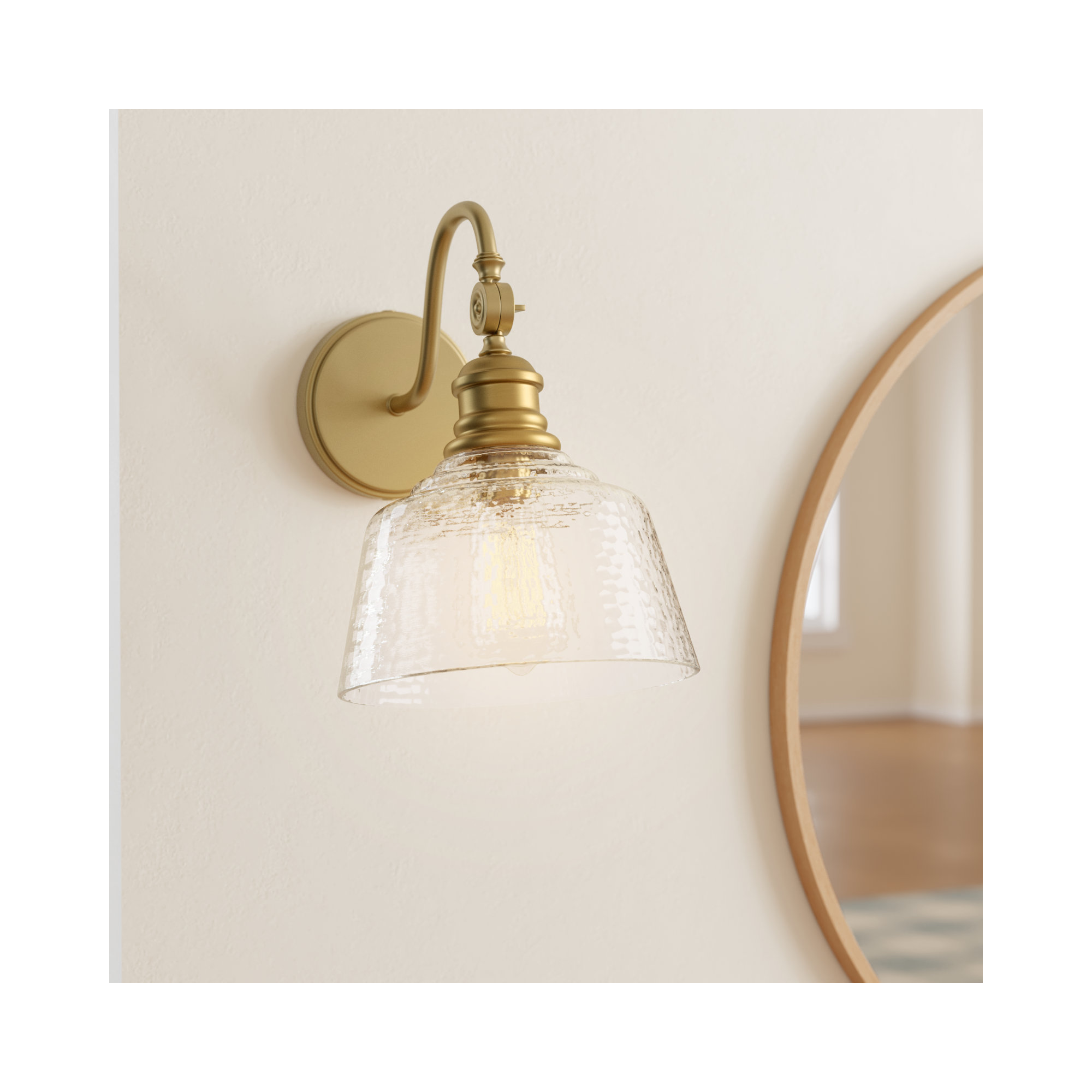 Lindholm 1-Light Dimmable Armed Sconce , Natural Brass