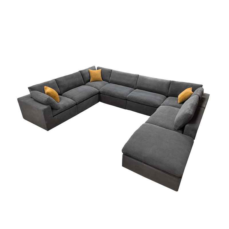 Canapé modulaire modulaire avec coussins en mousse à compression complète, à extension instantanée, aucun assemblage requis, avec coussins décoratifs.