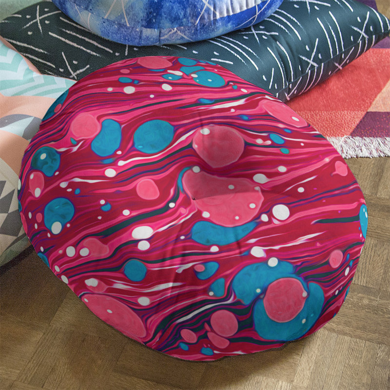 Coussin de plancher tourbillons, 26 po x 26 po, Rose / Bleu