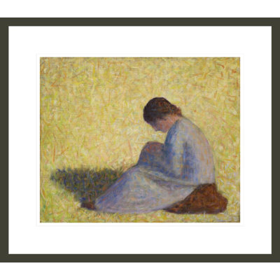 Peasant Woman Seated in the Grass (Paysanne assise dans l'herbe) by Georges Seurat -Framed Giclee Print