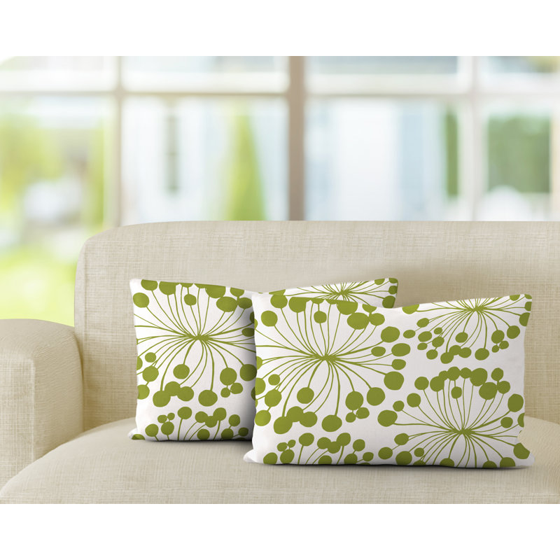 Floral Outdoor Reversible Throw Pillow, Chartreuse