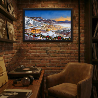 Christmas Mountain Lodge Christmas Scene Canvas Print