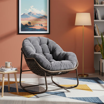 Chaise berçante avec coussin Egg Chair, pour l'intérieur et l'extérieur