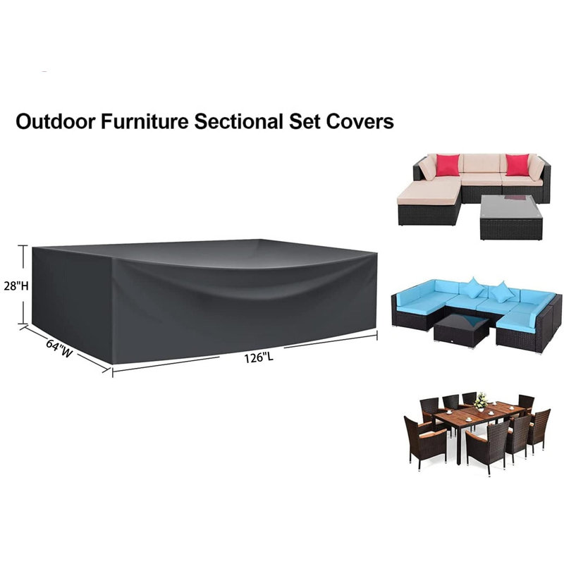 Water Resistant Patio Sectional Cover For Outdoor Furniture, 28" H x 64" W x 126" D