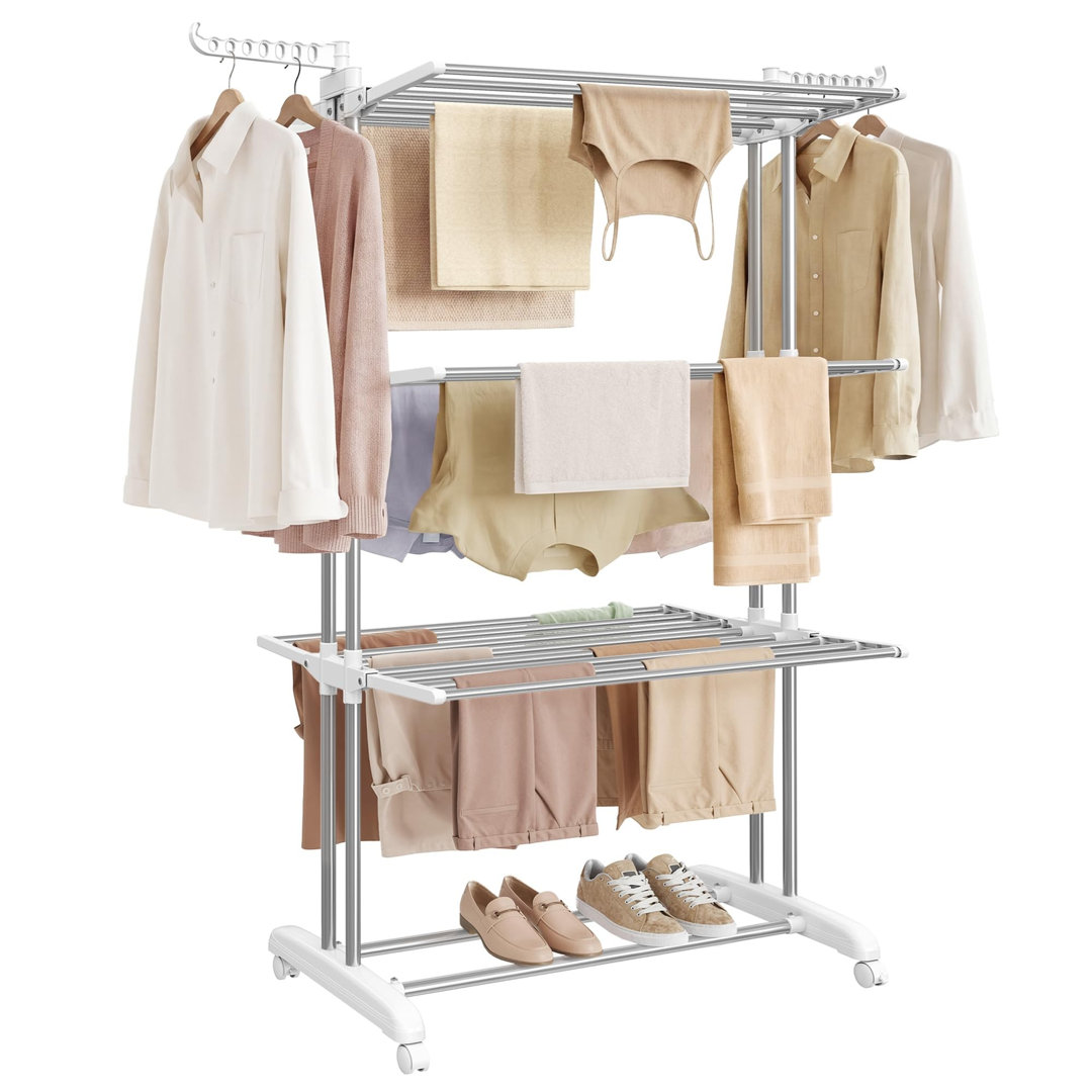 Large Clothes Airer, Foldable Clothes Drying Rack Laundry 4-Tier