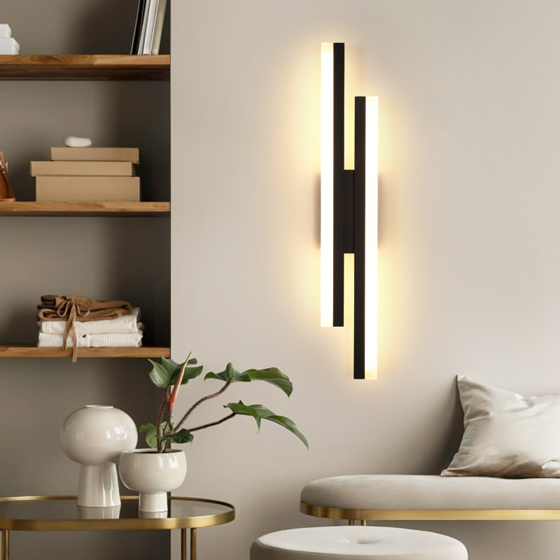 2-Light 48Cm Black 3000K Flush Mounted Sconce