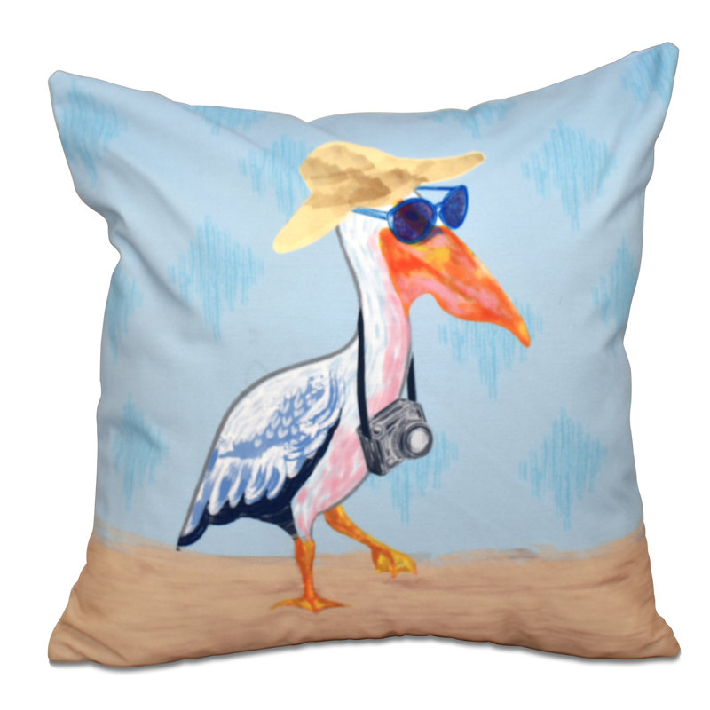 Beach Vacation Reversible Throw Pillow, Blue, 20" H x 20" W