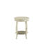 Table d'appoint antique blanche avec pieds ronds et tablette de rangement ouverte en bois avec pieds