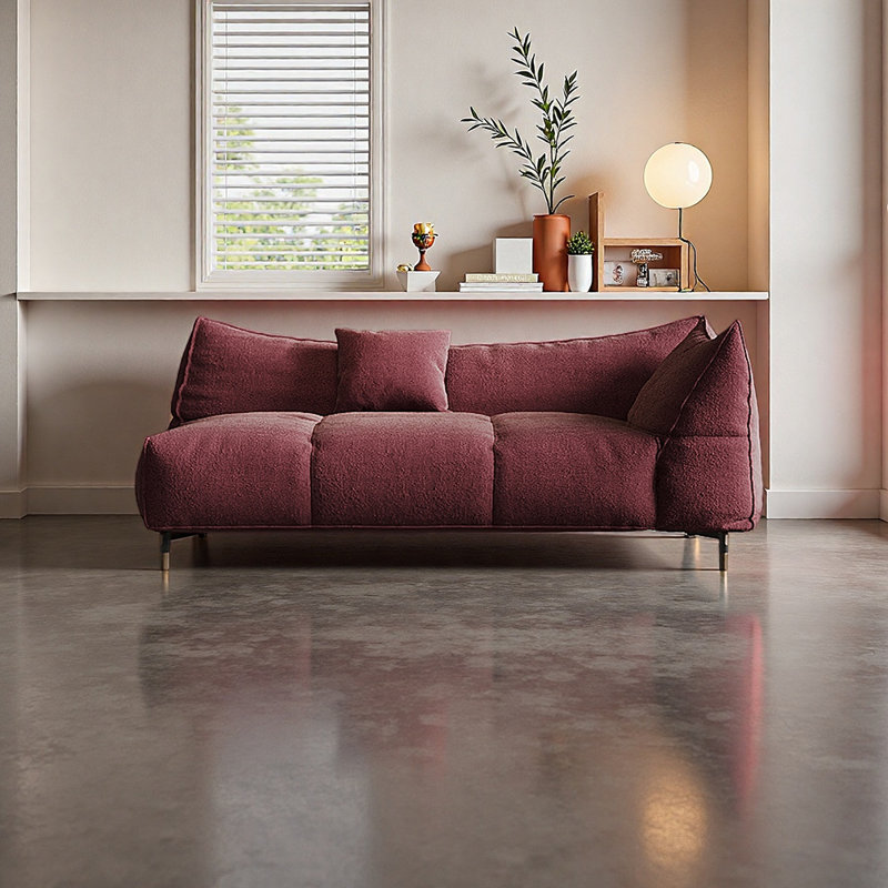 Chaise longue en flanelle de luxe en bois massif, Orienté à droite, Rouge vin