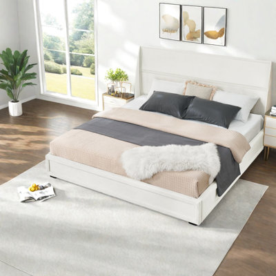 Lits avec rangement, grande plateforme en panneau de fibres à densité moyenne, tête de lit en velours moderne pour la maison