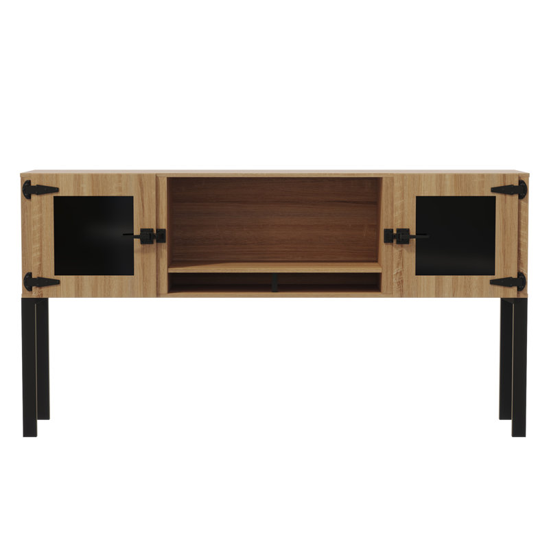 Mirella Hutch with Glass Doors, Sand Dune, 38" H x 72" W x 15" D