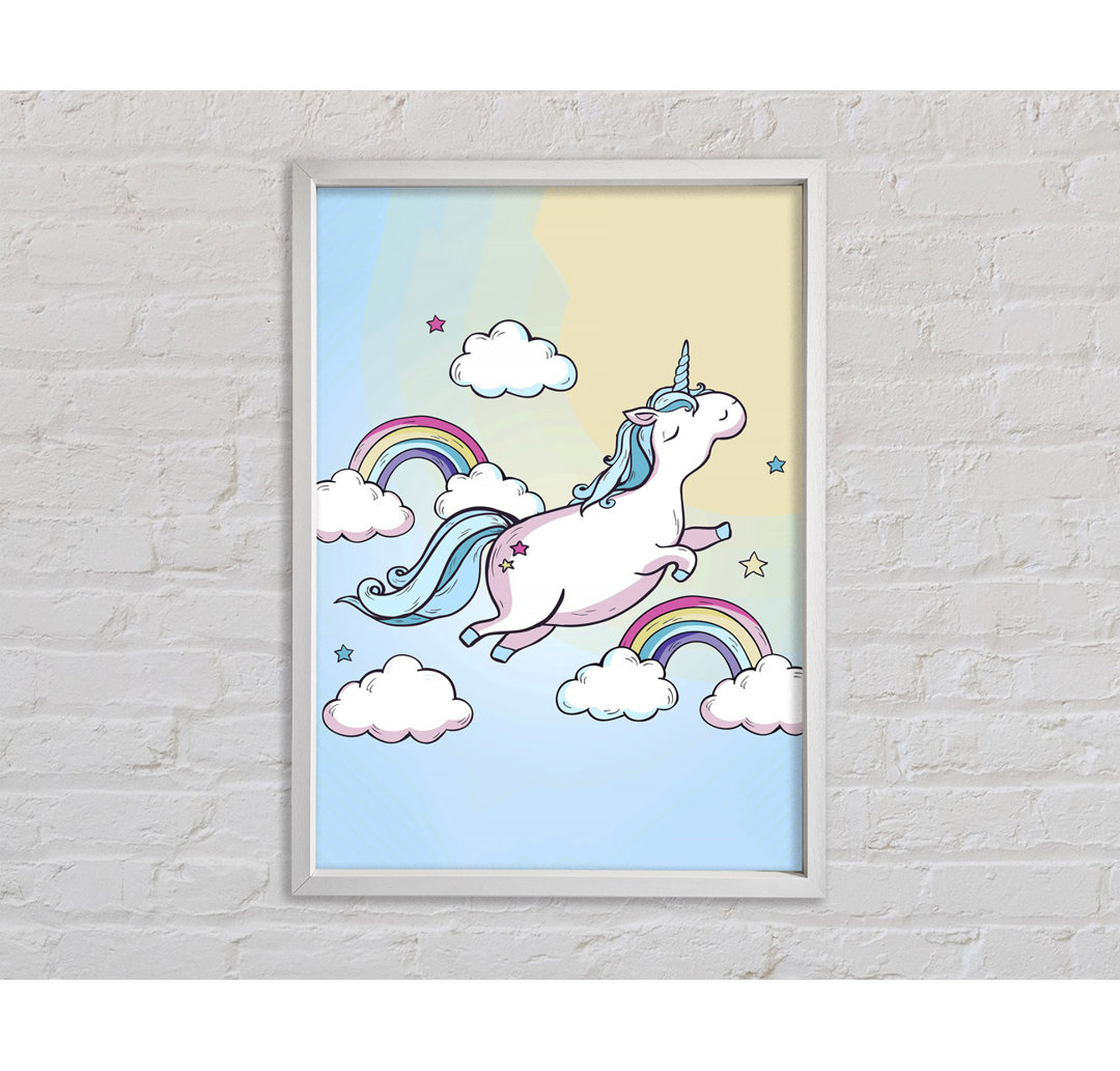 Flying Unicorn Rainbows - Einzelbildrahmen Kunstdrucke auf Leinwand