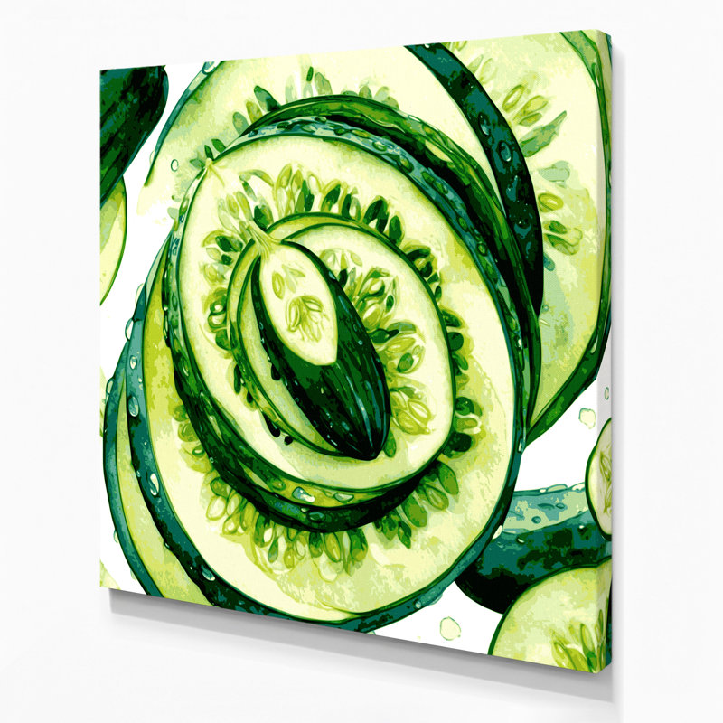 Vegetables Cucumber Persian Beige Canvas Wall Art, 16" H x 16" W