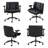 Genuine Leather Cross-leg Chair With Flip-up Armrests, Casters, And Cross-leg Base Ideal For Home Offices, Dressing Rooms, And Lounge Areas Black-1997214994