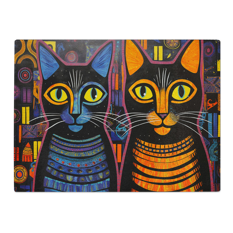 Egyptian Cat Pop Art No.2  Glass Chopping Board