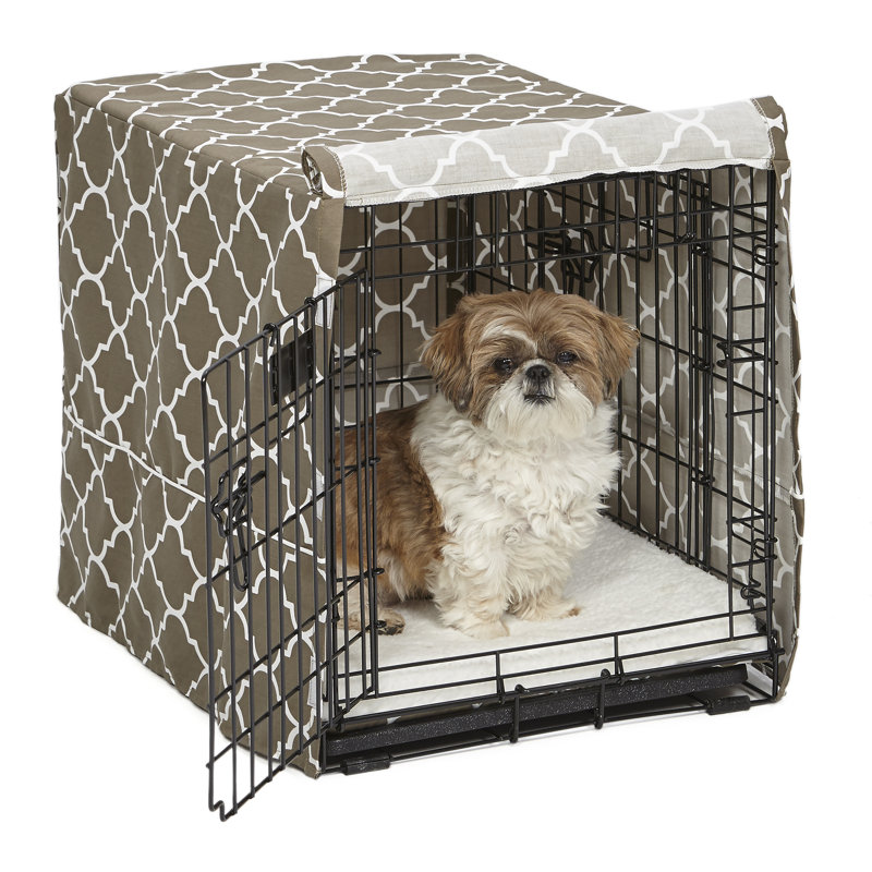 24-Inch Brown Geometric Dog Crate Cover