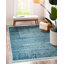 Tapis contemporain vert / turquoise en laine noué à la main Freya-1701556868