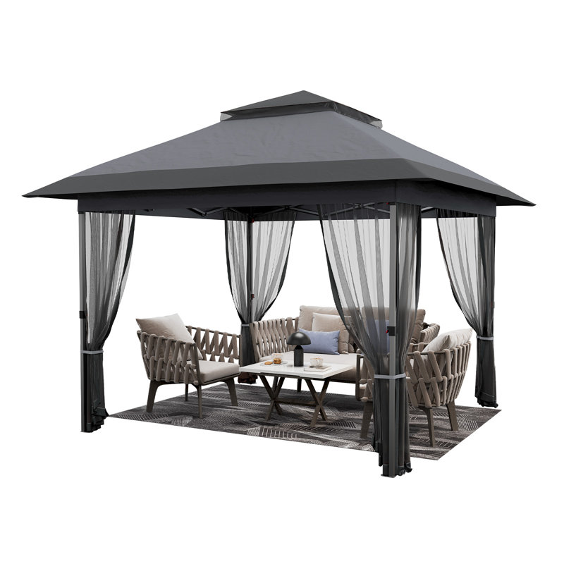 Patio extérieur en métal , Noir, noir, noir, noir, 12 pi x 12 pi
