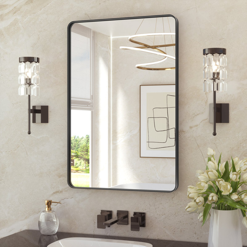 Aluminium Mirror, Matte Black, 61cm x 91.4cm, Rectangle