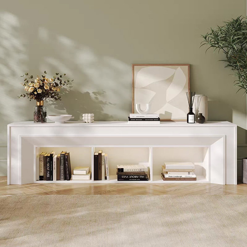 Foyer blanc en bois manufacturé, H 23,62 po x l 78,74 po x P 12,6 po, Blanc