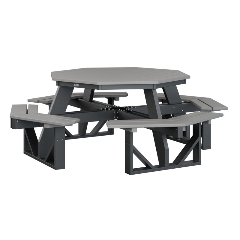 Table de pique-nique Ada, Plateau gris pâle / base noire