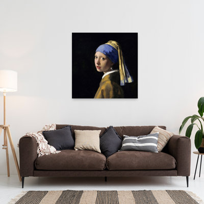 Fille avec une boucle d'oreille de perle, portrait contemporain, architecture, impression d'art mural