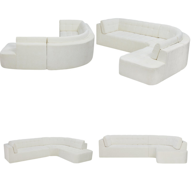 Canapé modulaire incurvé en forme de L de Boneless, Beige