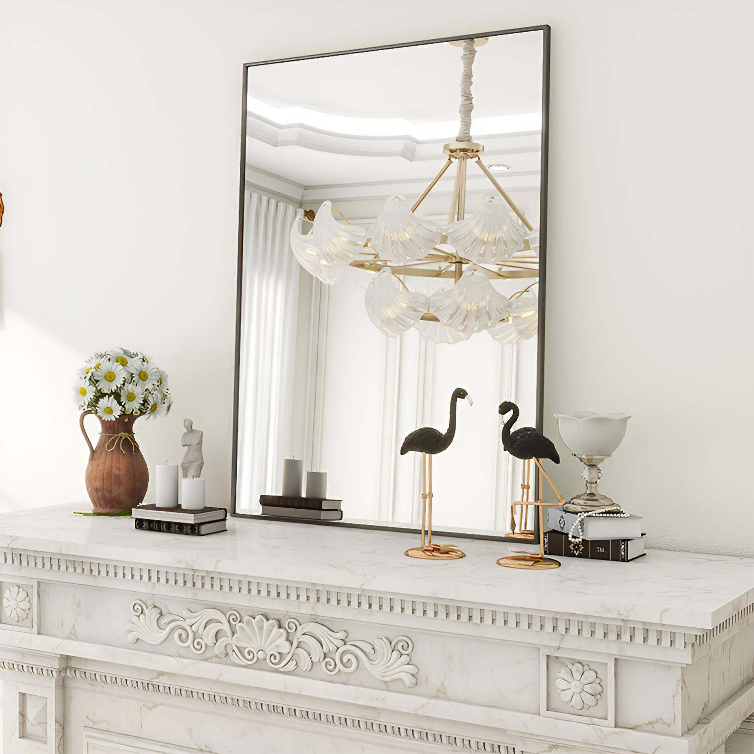 Ebern Designs Modern Rectangular Wall Mirror – Versatile Bathroom ...