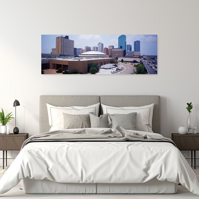Vue à angle élevé des édifices à bureaux dans une ville, Dallas, Texas, États-Unis, architecture abstraite moderne, art mural