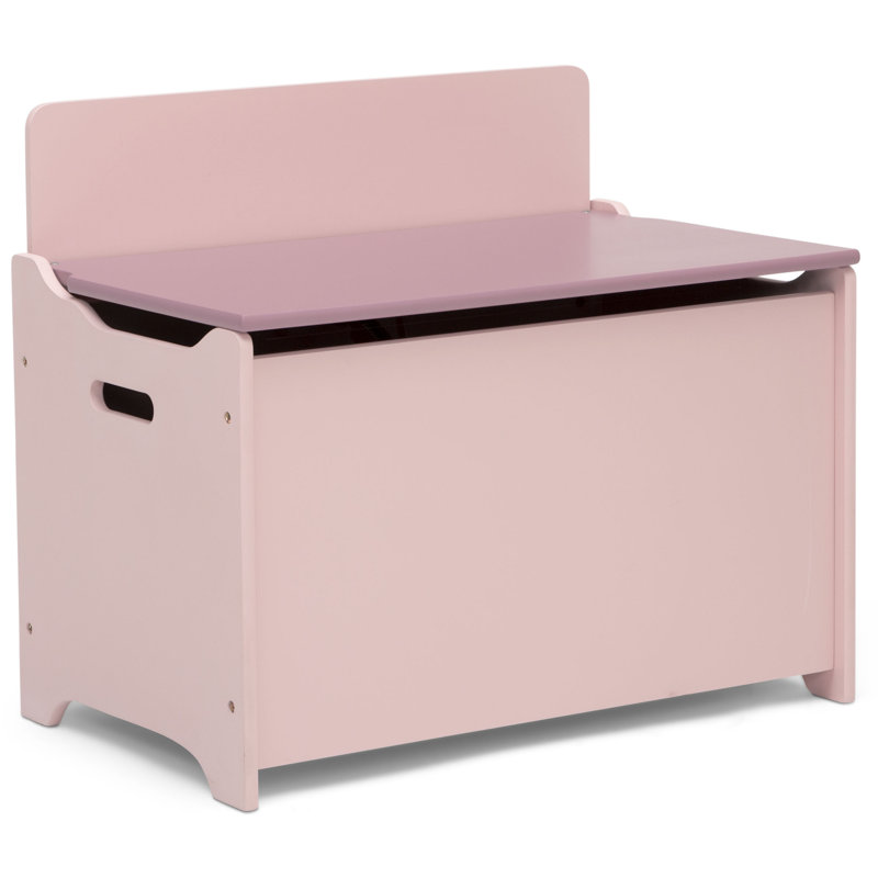 Blush Two-Tone Wooden Toy Box with Divider