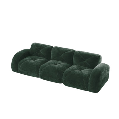110'' Green Tufted Velvet Modular Sectional Cloud Sofa, No Assembly Required for Living Room & Apartment