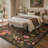 Floret Floral Machine Washable Black Indoor Area Rug with Non-Slip Backing-1862934183