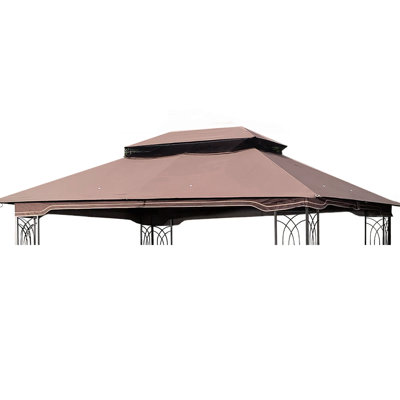 13x10 Ft Gazebo Replacement Canopy Fabric - Brown Sunproof & Sun- Long Lasting