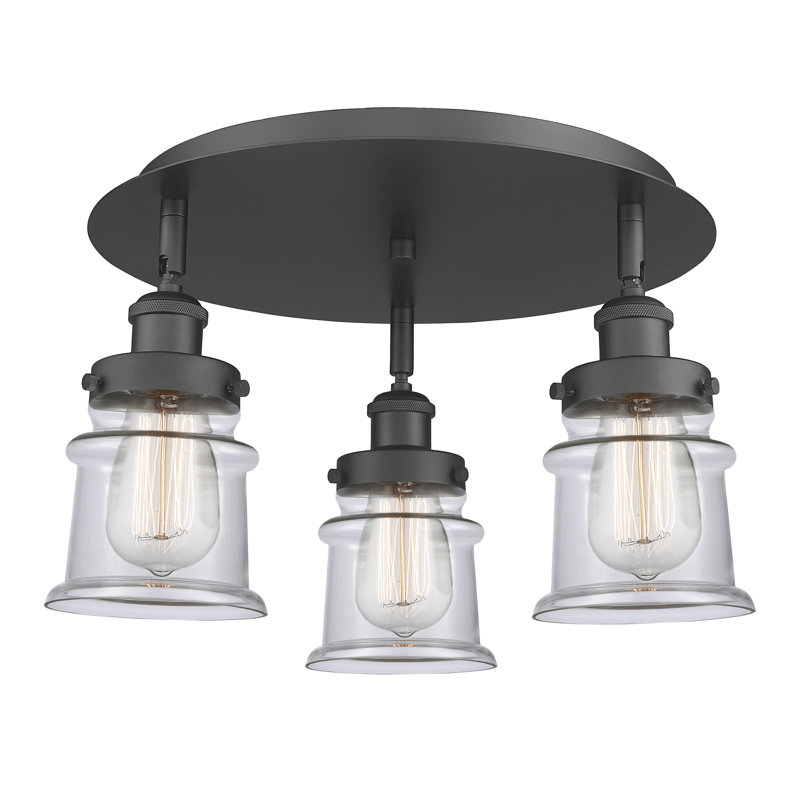 Alvi Glass Flush Mount, Clear, Matte Black