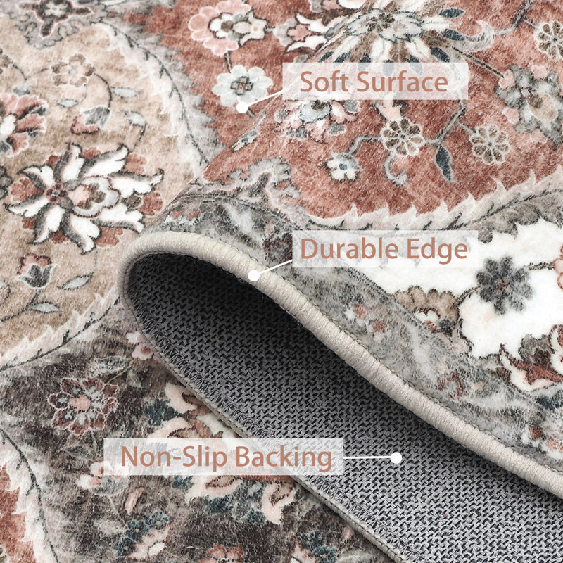 Shamequa Washable Moroccan Indoor Rug, Rectangle 9' x 12'
