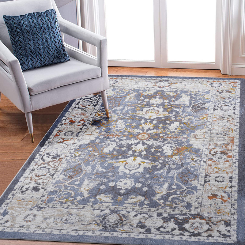 8X10 Non-Shedding Blue Area Rug - Stain , Adorn Nursery, Bedroom, Living Rooms In Decorate, Rectangle 7'8" x 9'10"