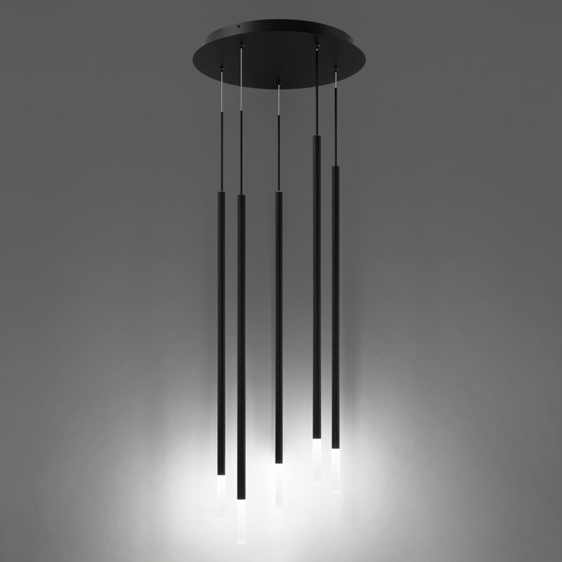 Viggo Round 5 - Light Black LED Cluster Pendant, 40" H x 17" W x 17" D