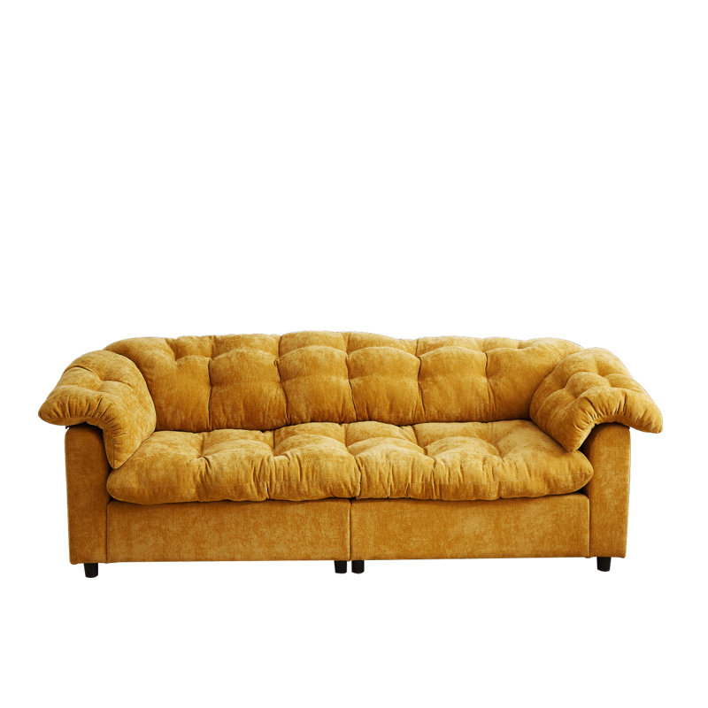Canapé rembourré Aurelia, Chenille jaune,  H 33 po x l 41,7 po x P 99,2 po