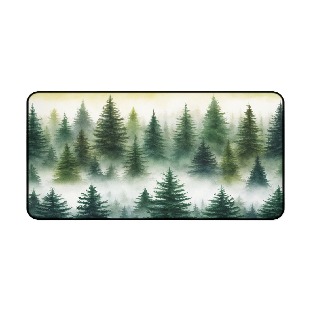 Misty Pine Forest Desk Mat