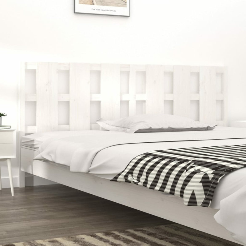 17 Stories Bed Headboard Solid Wood Pine, 205,5 x 4 x 100 cm, White