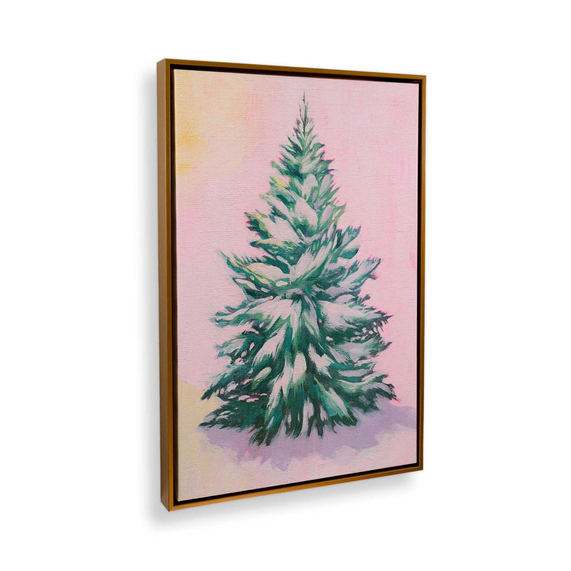 «Tinsel Tree I» par Grace Popp, reproduction d'art sur toile, H 18 po x l 12 po, Cadre flottant sans passe-partout, Doré