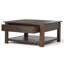 Table basse carrée rustique en bois d'acacia massif l 38 po avec 2 tiroirs et tablette ouverte Monroe-767683055